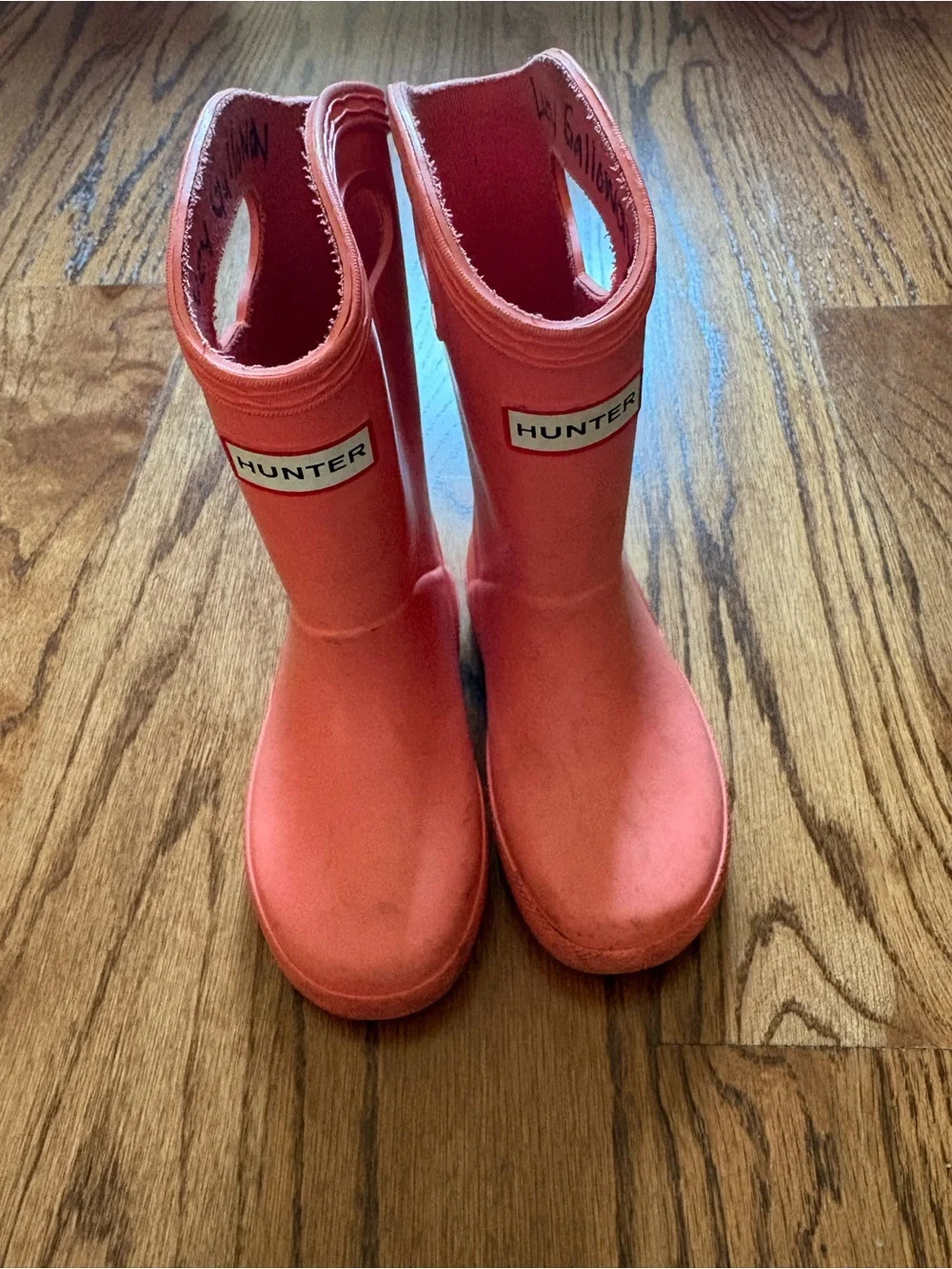 Hunter Kids Coral Pink Rain Boots with Pull Handles
